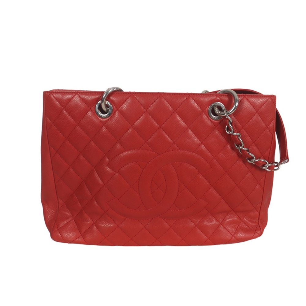 ♥️Chanel Grand Shopping Red Leather Tote Shoulder Bag ♥️